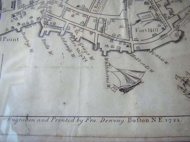 A fine "Map of the Town of Boston in New England" by John Bonner in 1722 and reproduced and published by George Smith in 1835. — image 4